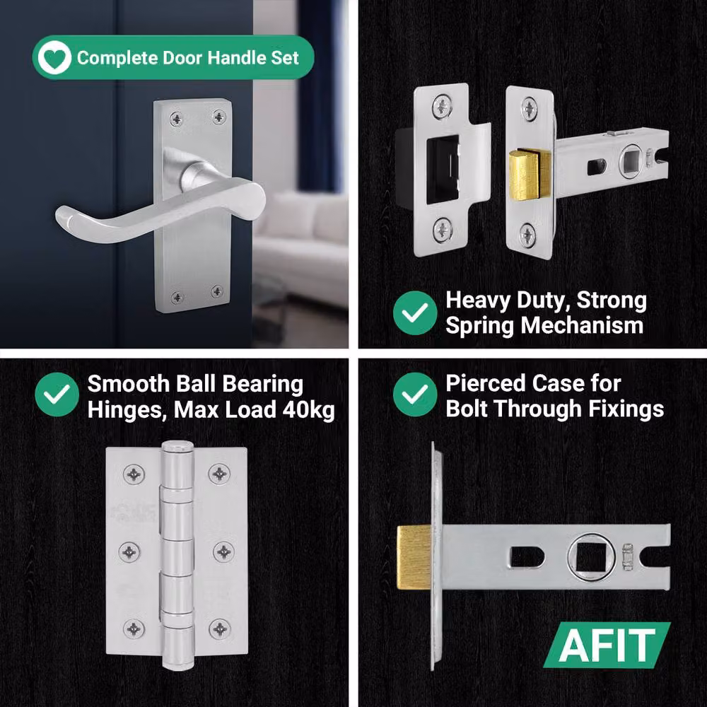 AFIT Satin Chrome Scroll Handle Latch Hinges in Silver, 1 Pair, W/D/H: 15 x 15 x 6.4 cm – 3