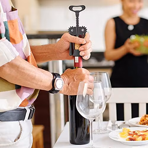 Joeji's Kitchen Multifunctional Winged Corkscrew and Bottle Opener in Black with Ergonomic Grip and Storage Bag – 5