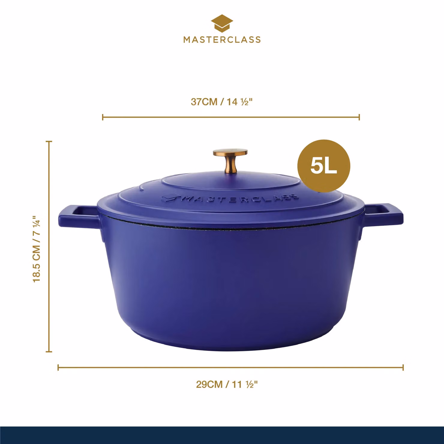 MasterClass Cast Aluminium Electric Blue Casserole Dish, 28cm – 6