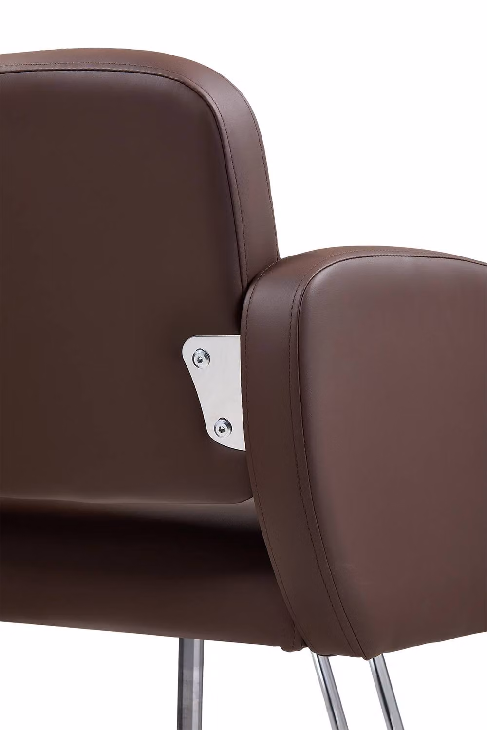 Living and Home Height-Adjustable Swivel Salon Barber Chair in Brown with Armrests and Synthetic Leather – 4