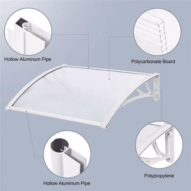 EONLION White Door Canopy Awning Rain Shelter W: 100 cm, H: 76 cm, D: 76 cm