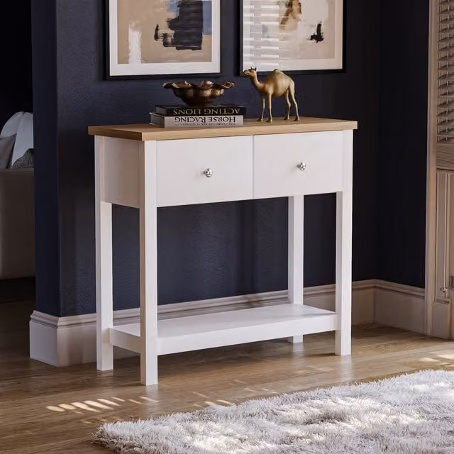 Vida Designs Arlington 2 Drawer Console Table in White – 5
