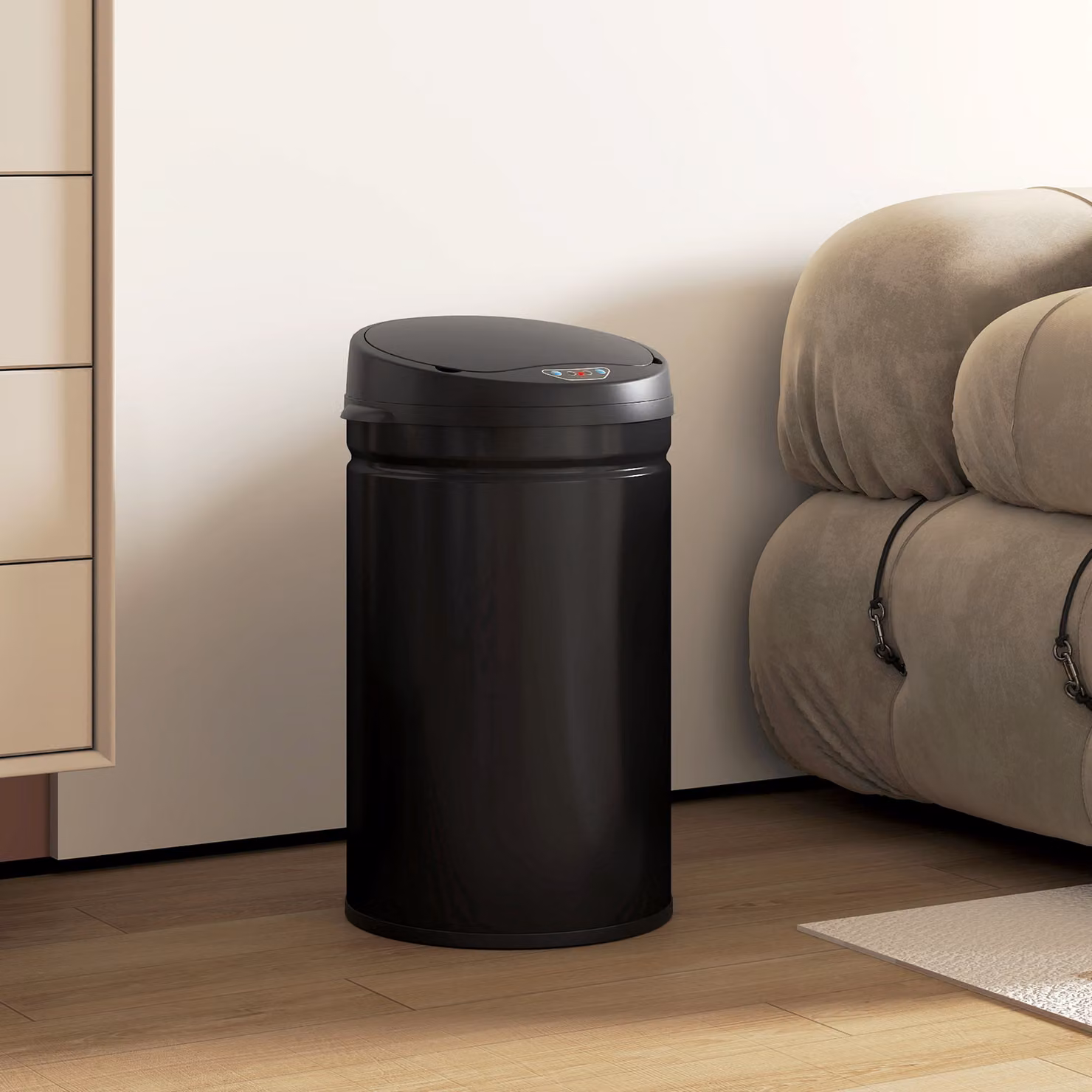 HOMCOM 30L Stainless Steel Sensor Bin in Black – 2