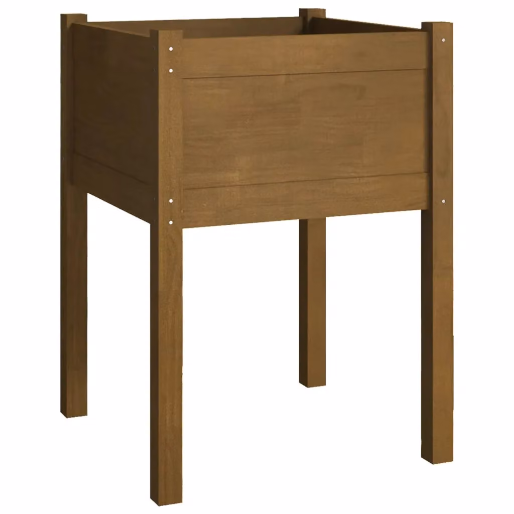 Berkfield Home Garden Planters, 2 Piece Set in Brown Solid Wood, W/D/H: 50 x 50 x 70 cm – 4
