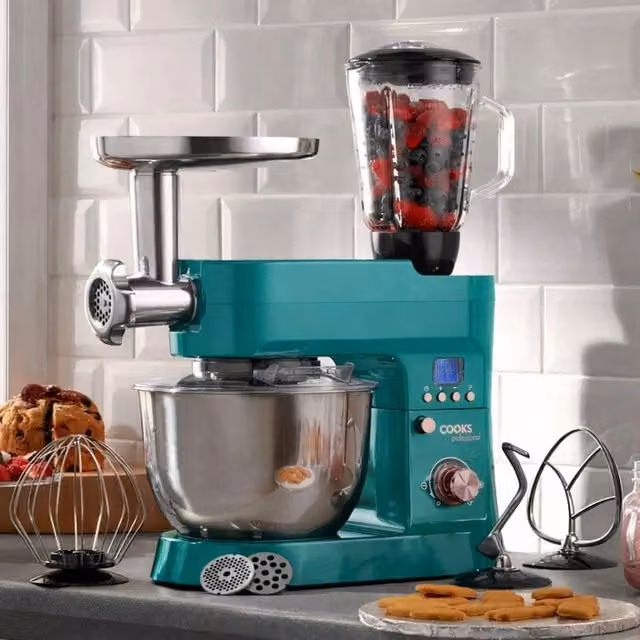 Cooks Professional 1200W Multi Function Stand Mixer MK5 in Petrol and Gold