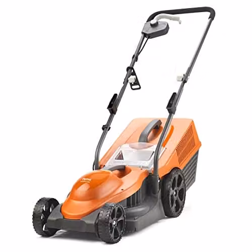 Flymo SimpliMow 320V Corded Electric Rotary Lawnmower in Orange with Collection Bag – 1