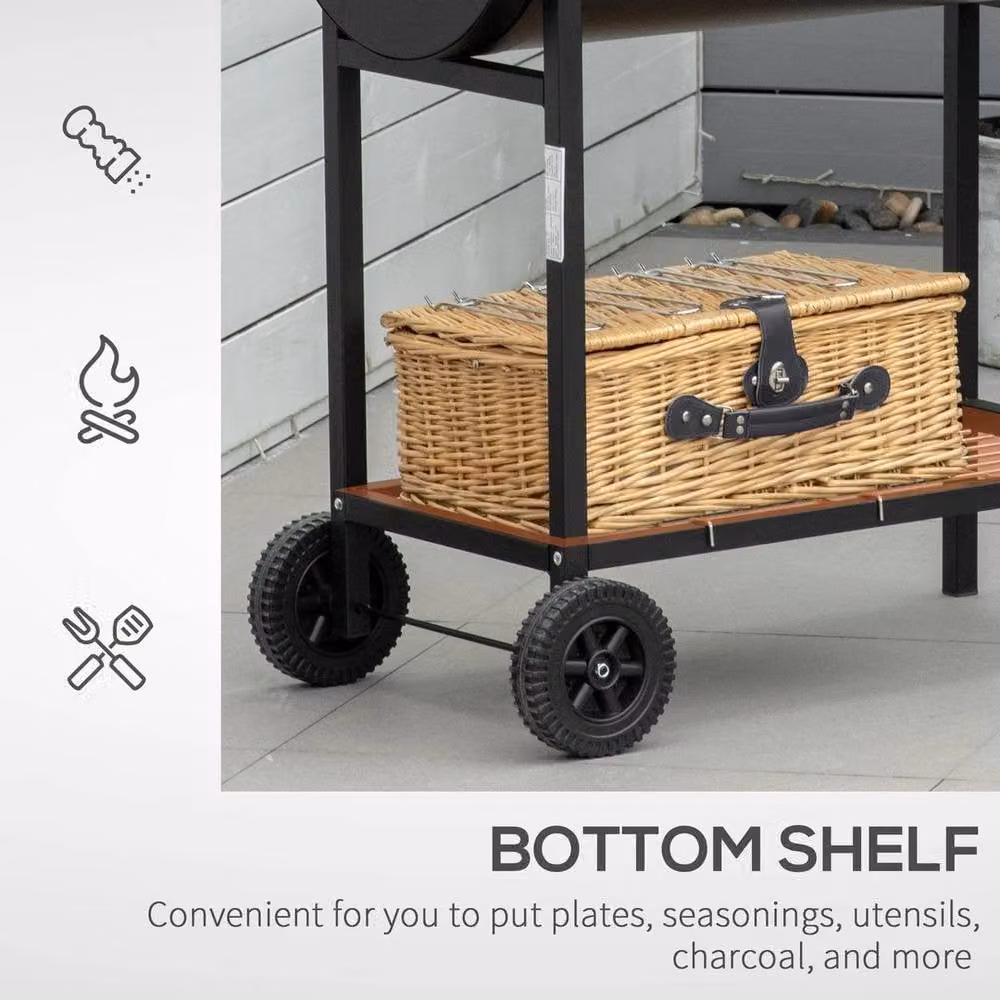 Kelvenix Charcoal Barbecue Grill Cart in Black with Wheels – 3