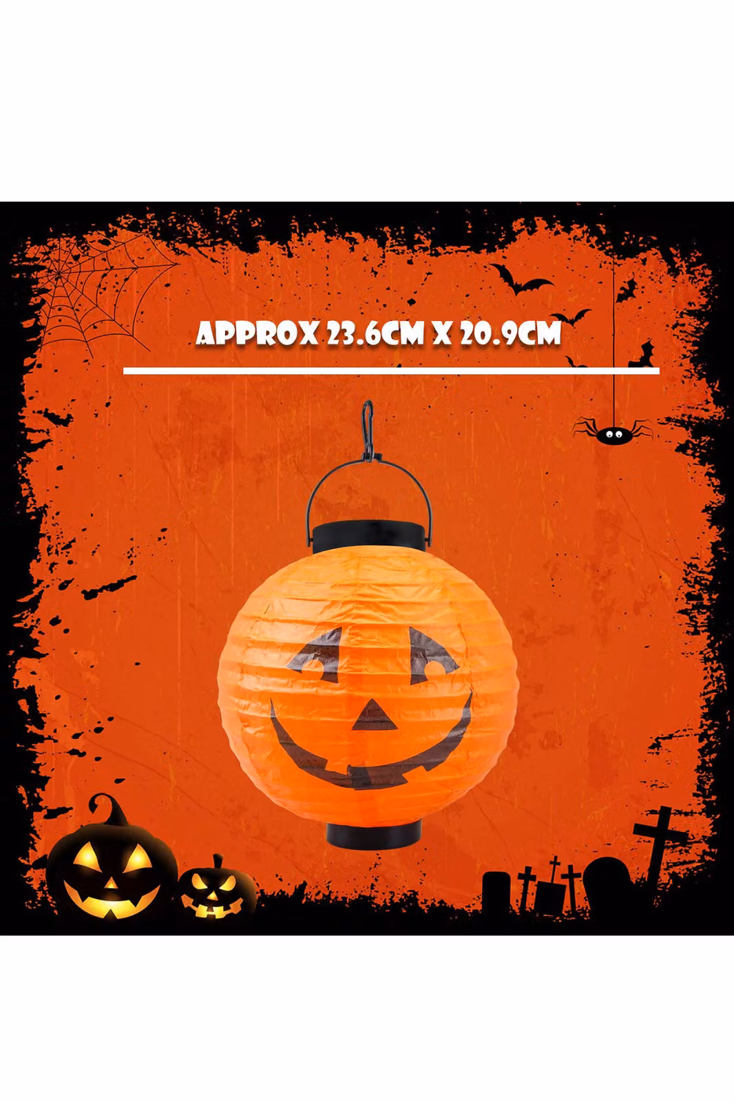 VFM e-Store Orange Pumpkin Halloween Paper Lantern, 20cm – 2