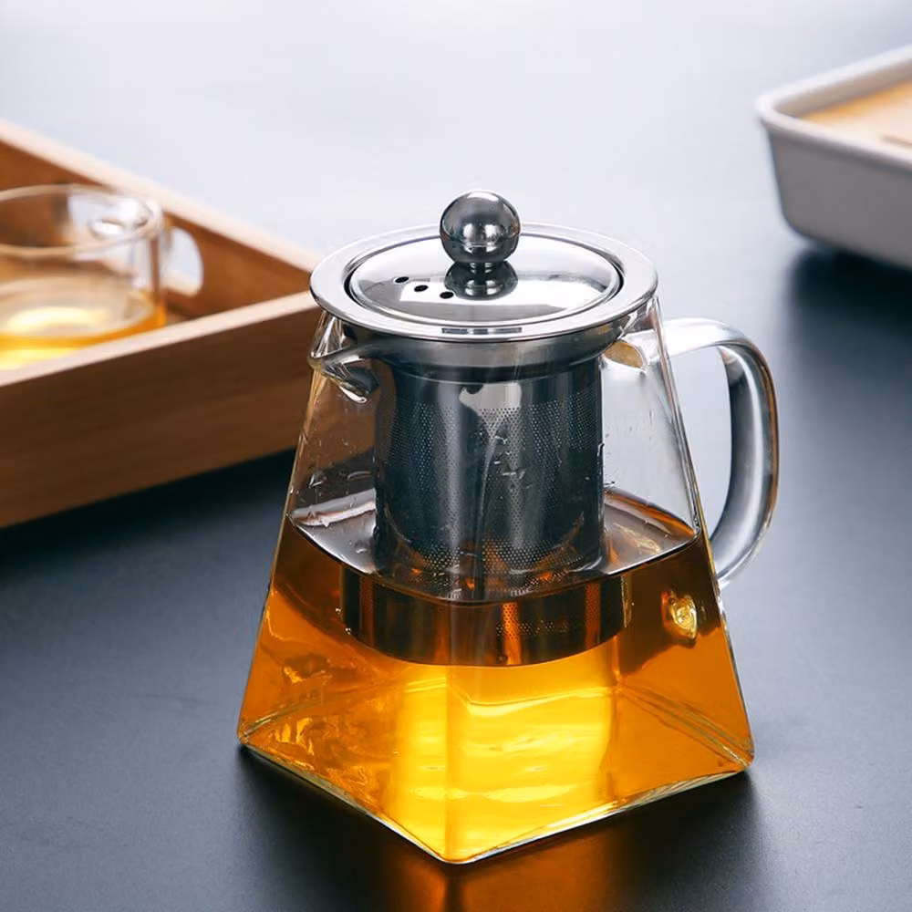 Living and Home Clear Square Glass Teapot with Silver Infuser, 550ml – 8