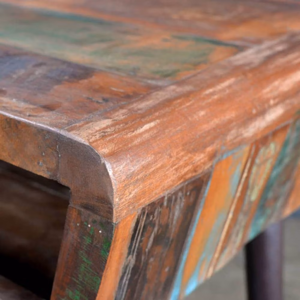 Berkfield Home Industrial Reclaimed Wood Writing Desk with Iron Legs, Multicolour – 3