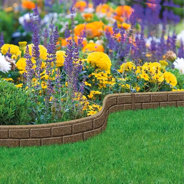 Garden Gear Ultra-Curve EZ Border Edging Small Brick in Brown Rubber