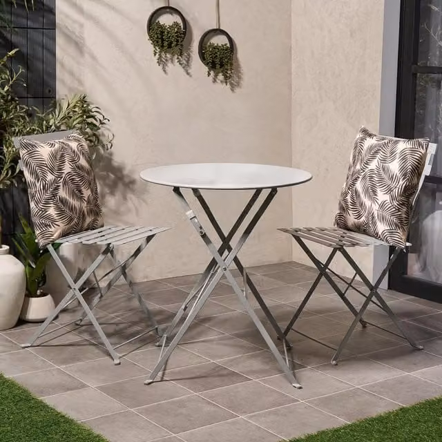 OHS 2 Pack Mono Leaf Outdoor Filled Square Cushion Covers in Beige and White