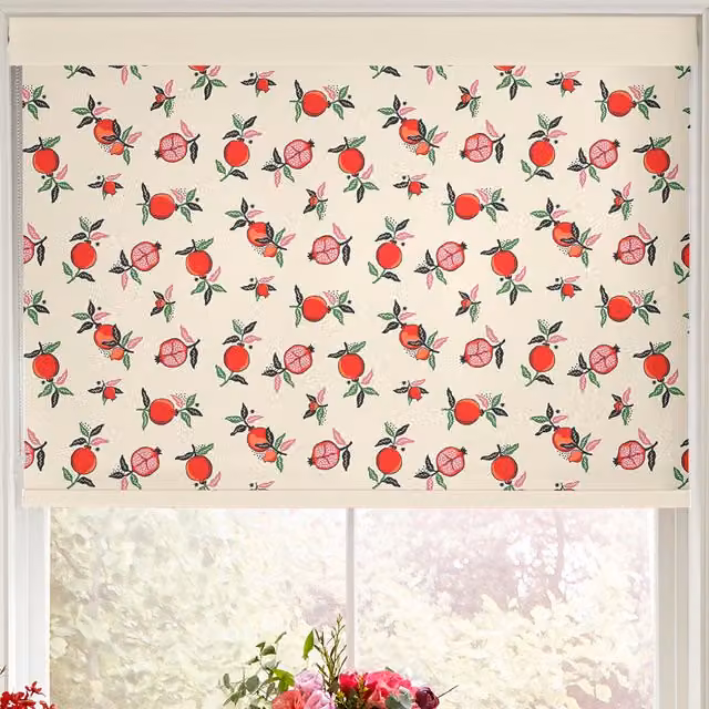 Cath Kidston Pomegranate Floral Blackout Roller Blind in Orange and Multicolour