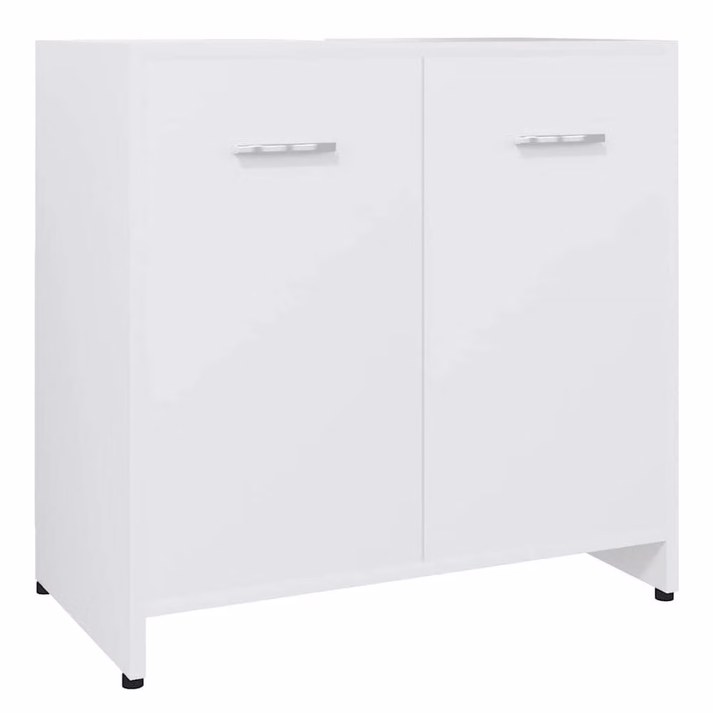 Berkfield Home Sturdy White Bathroom Cabinet with Hinged Doors and Internal Shelves, W/D/H: 60 x 33 x 61 cm