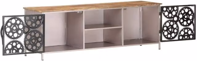 Berkfield Home Industrial TV Cabinet in Brown Rough Mango Wood, W/D/H: 120 x 30 x 40 cm – 1
