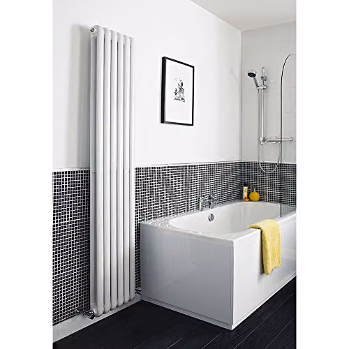 Hudson Reed HSA002 Salvia Modern Vertical Double Panel Steel Bathroom Radiator, Set of 2, High Gloss White, H: 150 cm, W: 37.7 cm – 3