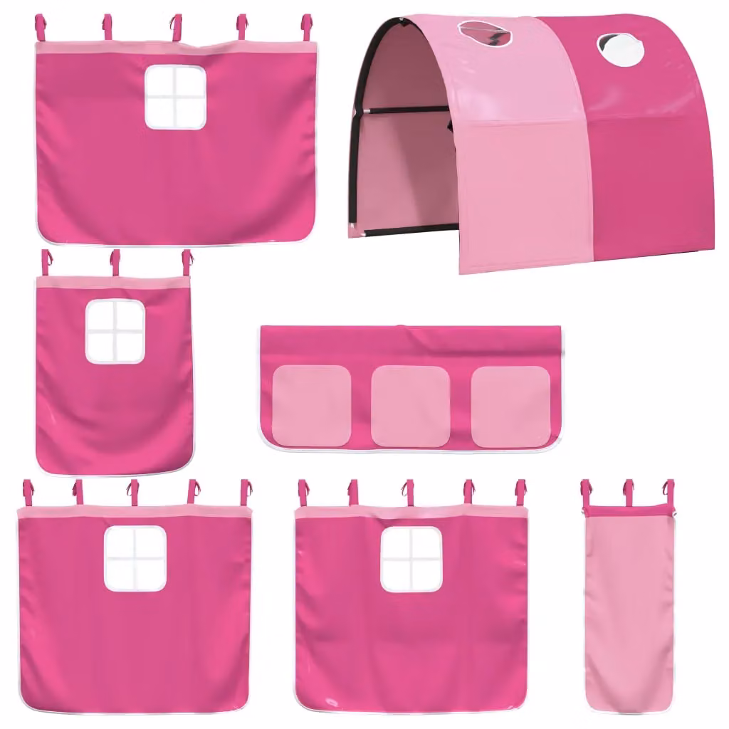 Berkfield Home Pink Polyester Opaque Fabric Panel Curtains for Childrens Loft Bed with Tunnel – 3