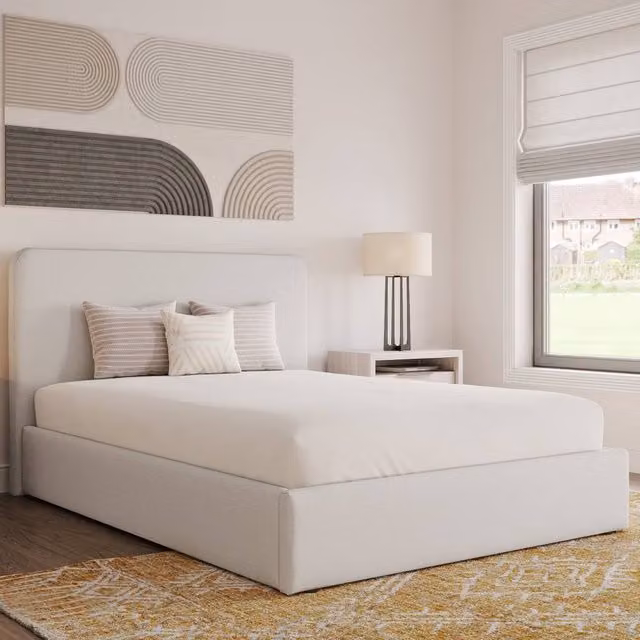 Snuggle Beds Holden Upholstered Ottoman Bed in Beige, W/D/H: 180 x 200 x 165 cm