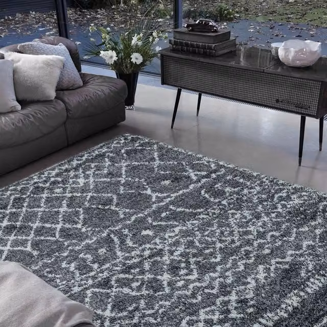 The Rug Shop UK Grey Modern Geometric Machine Woven Area Rug, W: 200 cm, D: 290 cm – 1