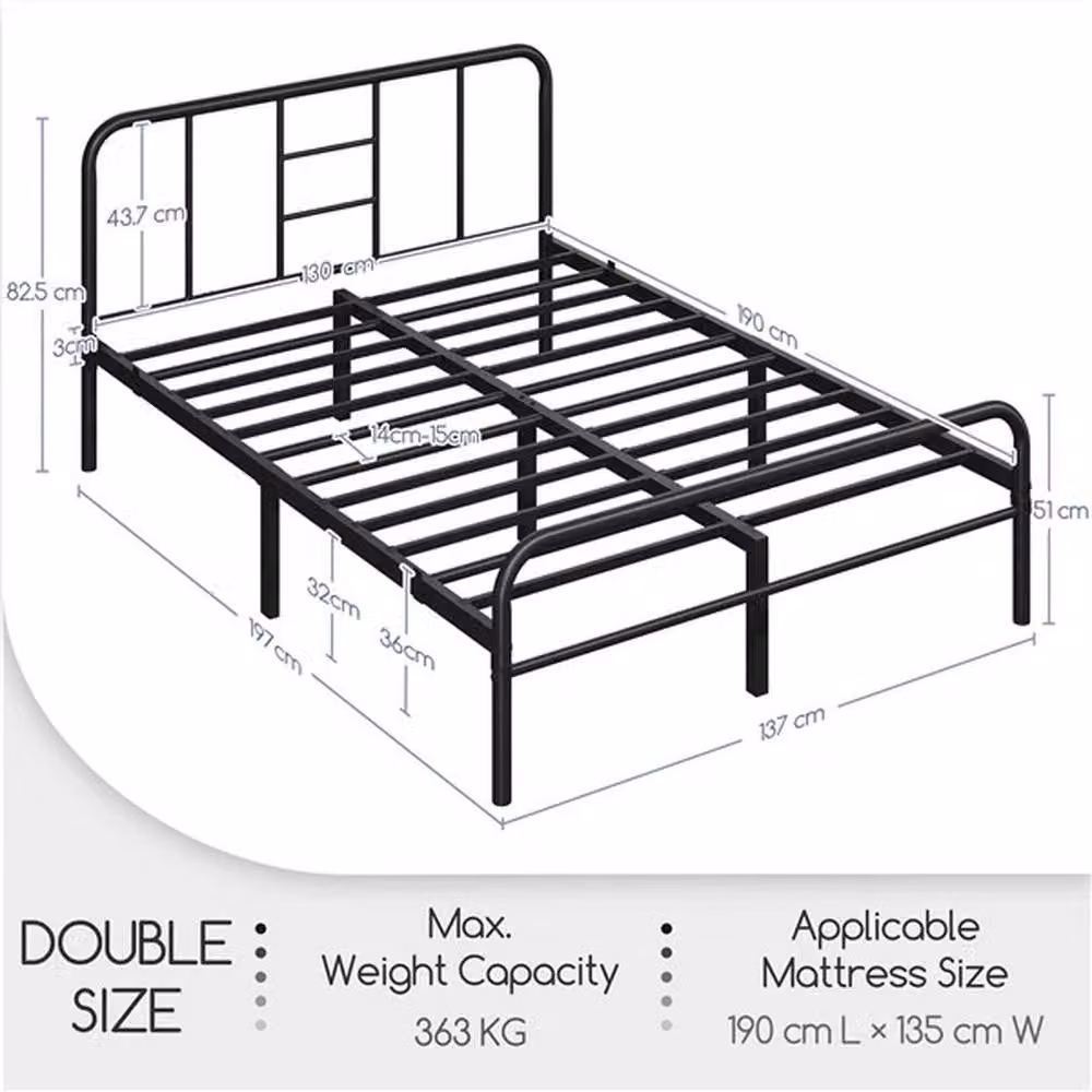 FORGEVIO Metal Bed Frame in Black, W/D/H: 90 x 190 x 36 cm – 2
