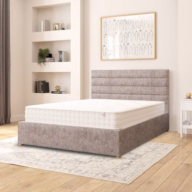 Aspire Kelly Fabric Ottoman Storage Bed in Silver Velour, W/D/H: 180 x 200 cm