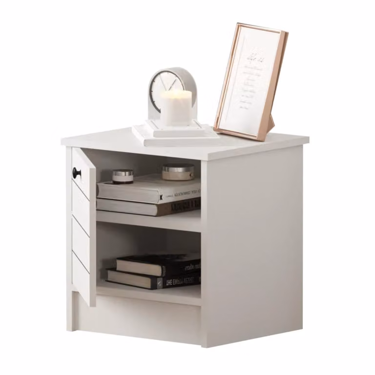EVUHOME Sabro 1 Door Bedside Table, White