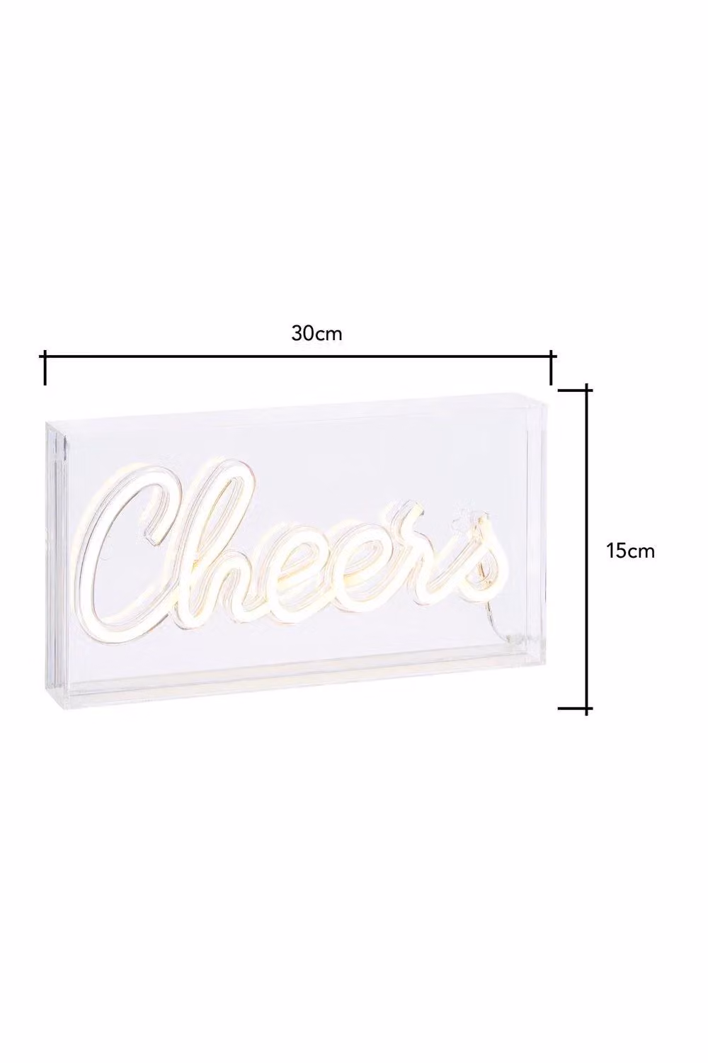 BHS Lighting Glow Cheers Neon Light Box Table Lamp in White – 2