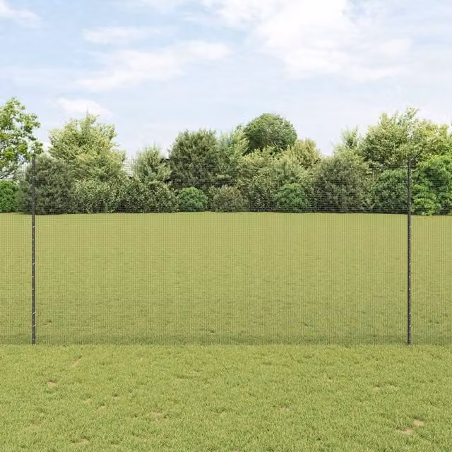 Berkfield Home Grey Steel Welded Wire Fence with 22 U-Profile In-Ground Posts, W: 25 m, H: 1.5 m – 1