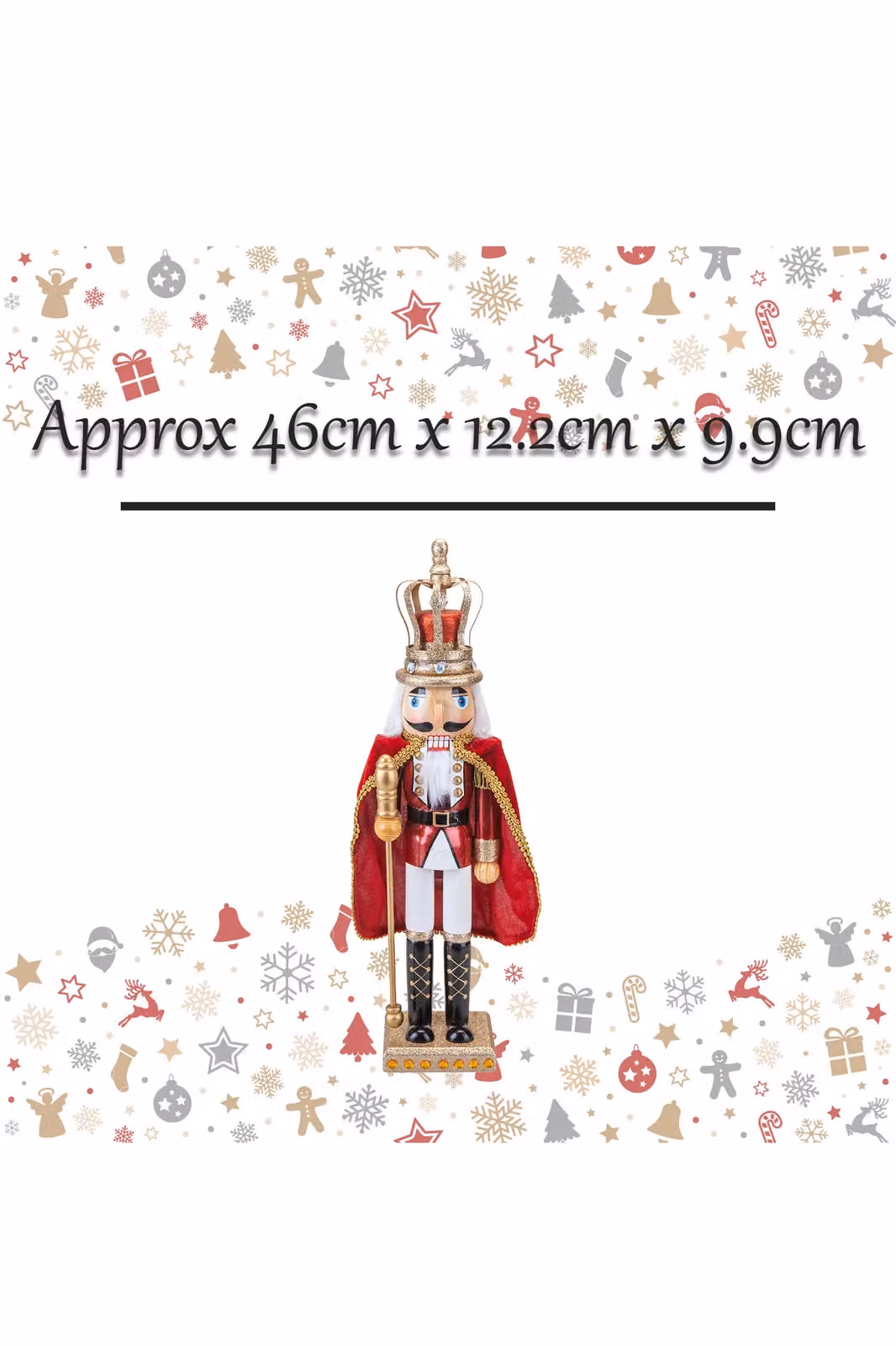 VFM e-Store Nutcracker King Christmas Decoration, Red, H 46 cm x W 12.2 cm x D 9 cm – 2