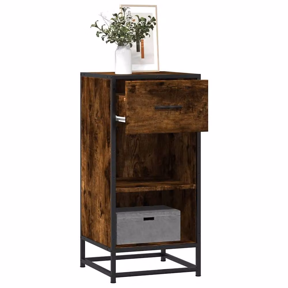 Berkfield Home Smoked Oak Sideboard in Brown, W/D/H: 35.5 x 35 x 76 cm – 2