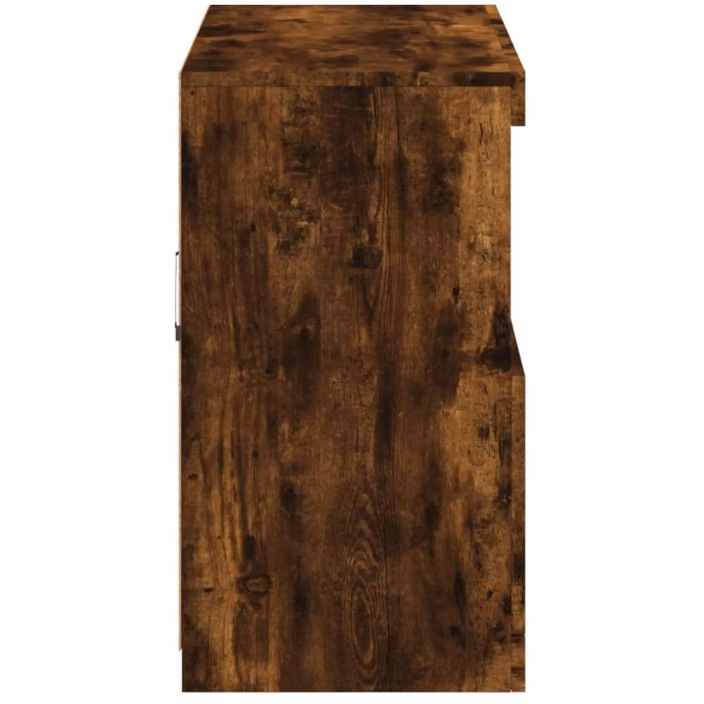 Berkfield Home Modern Sideboard with Integrated LED Lights in Smoked Oak Brown, W: 81 cm, D: 37 cm, H: 67 cm – 7