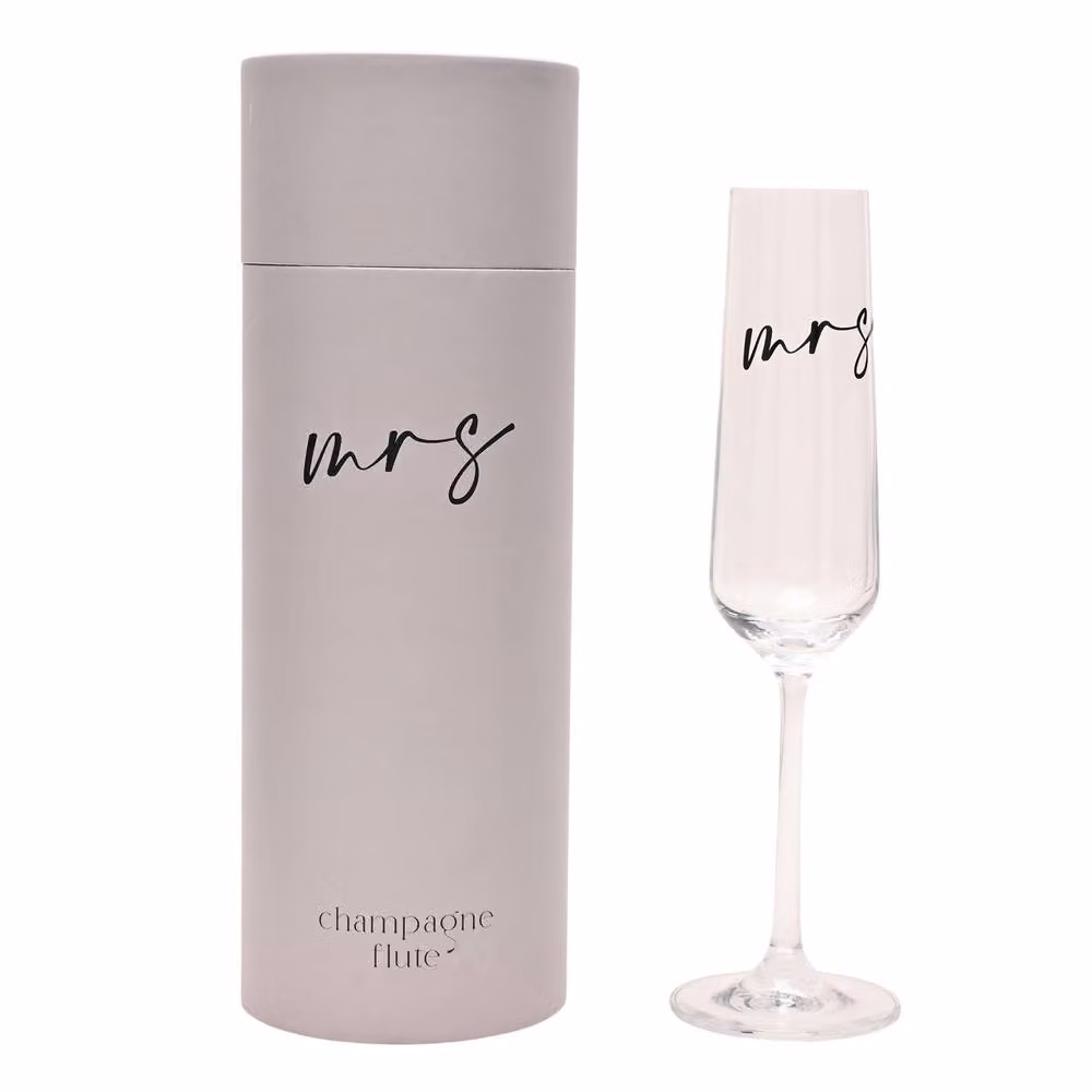 Amore by Juliana Mrs Champagne Flute with Black Text in Clear Glass – 2