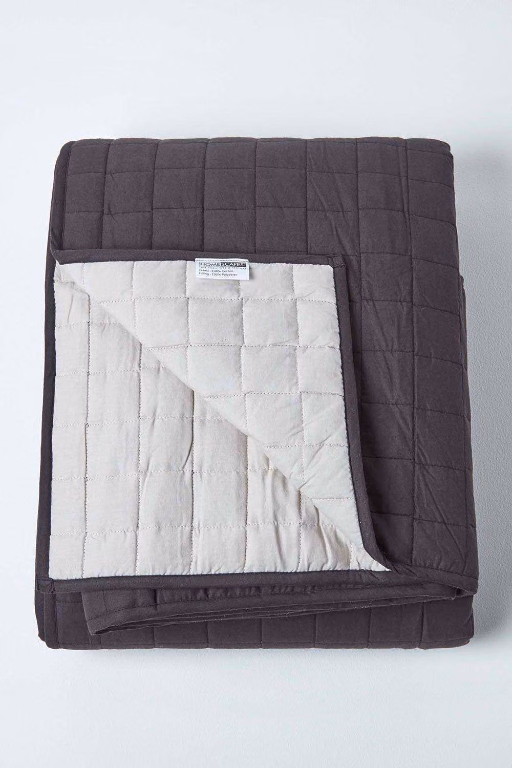 Homescapes Black Cotton Quilted Reversible Bedspread – 2