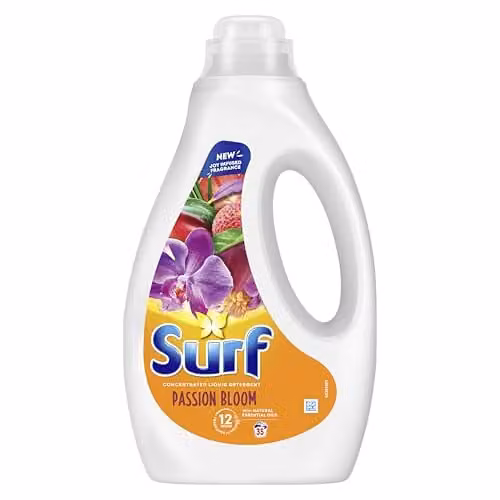 Surf Passion Bloom Liquid Laundry Detergent with Essential Oils, 35 Washes, Orange and White