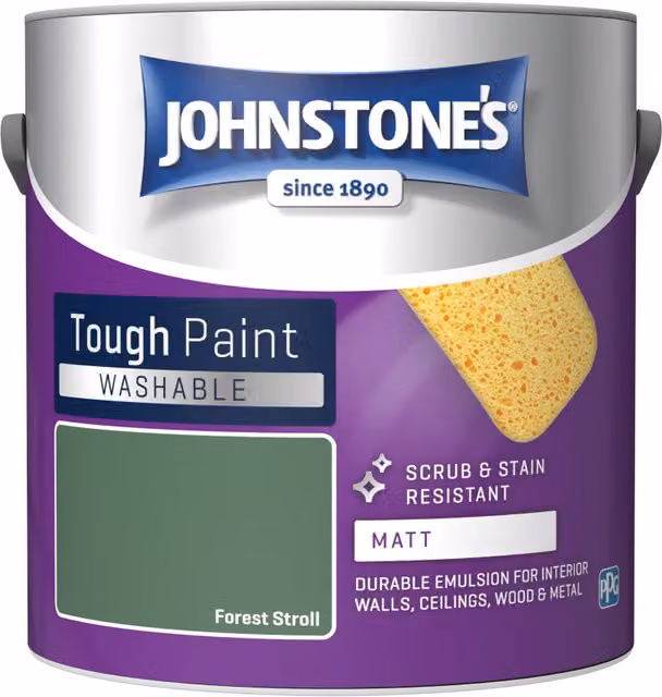 Johnstone's Washable Matt Emulsion Paint, Forest Stroll Green, 2.5L – 1