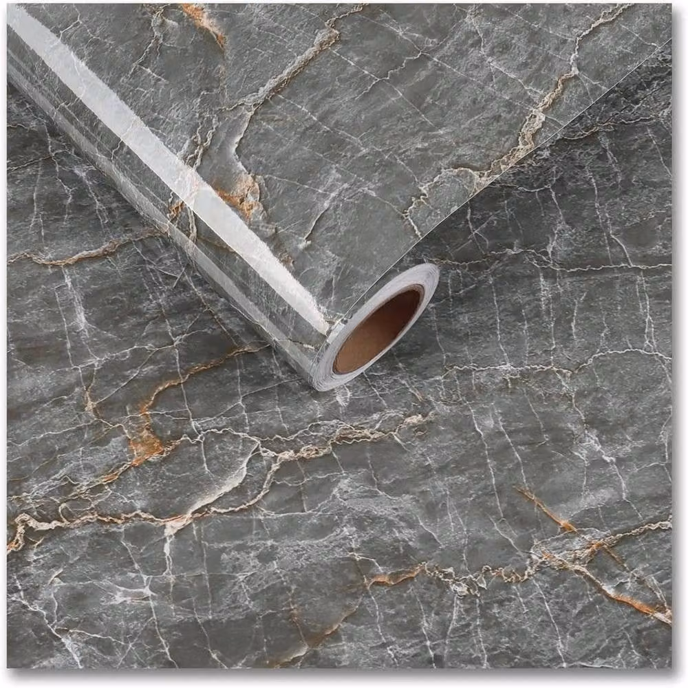 PAWNORA Grey Self-Adhesive Cupboard Door Film, W: 60 cm, L: 500 cm – 2