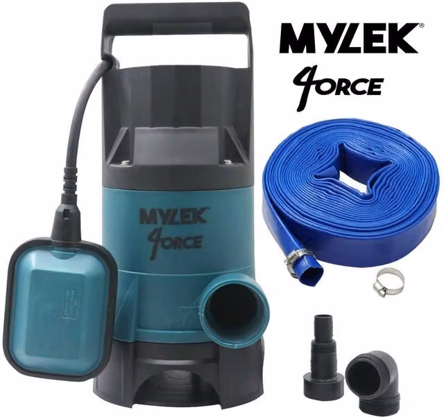 MYLEK 400W Electric Submersible Dirty or Clean Water Pump with 10m Hose in Blue – 1