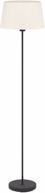 Loops Black Metal Floor Lamp with Fabric Cylinder Shade and E27 LED Compatibility