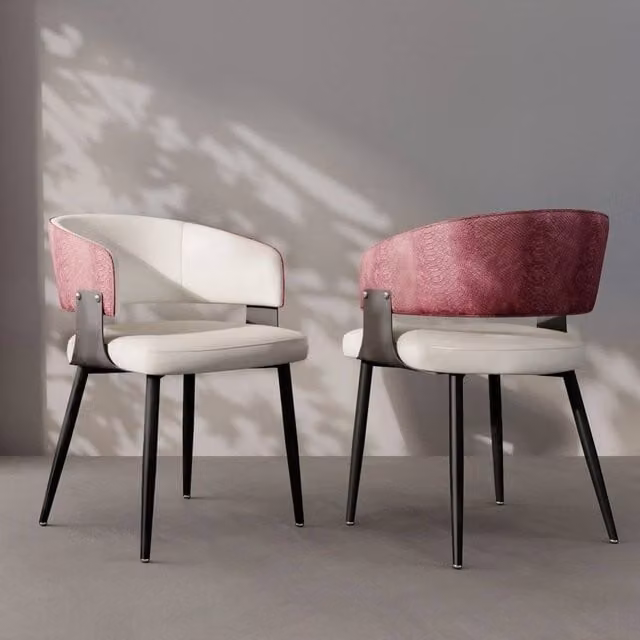 PAWNORA Set of 2 Modern Upholstered Accent Chairs in Red Synthetic Leather with Armrests