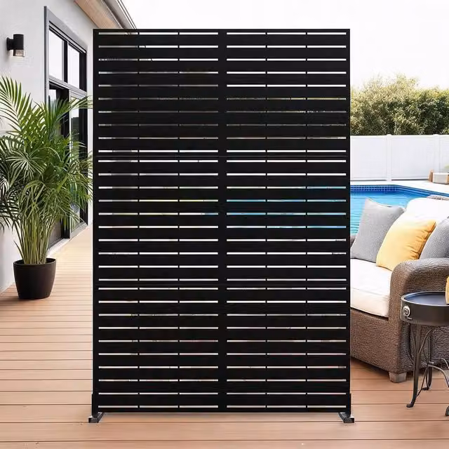 London Boutique Black Metal Garden Privacy Screen and Freestanding Outdoor Divider, H: 180 cm x W: 40 cm – 1