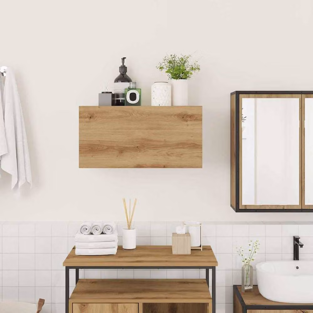 Berkfield Home Artisan Oak Bathroom Wall Cabinet, Brown, W: 60 cm, D: 25 cm, H: 30 cm – 2