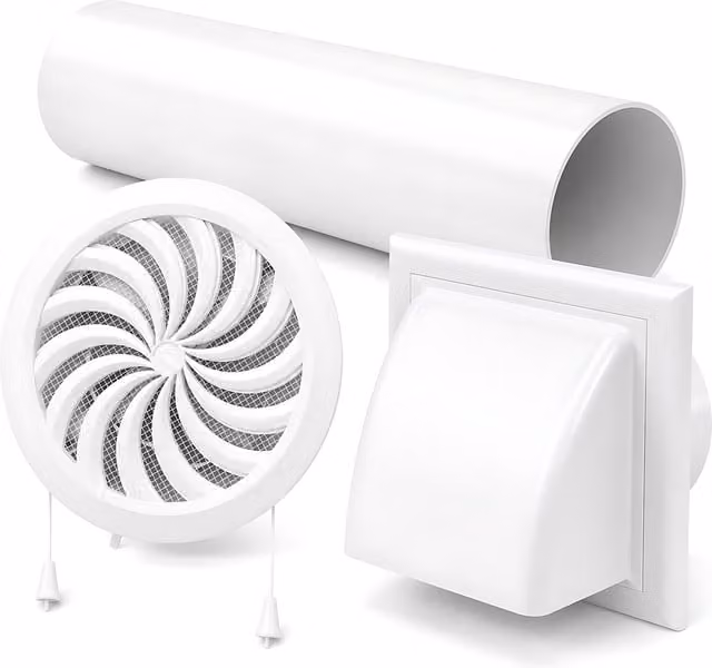 Sola White Plastic Through-Wall Ventilation Kit with Adjustable Grille – 1