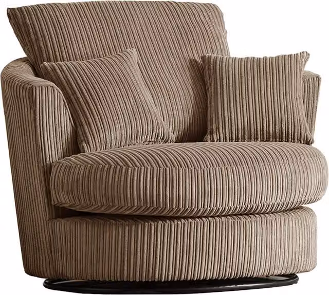 Luxor Living Camel Jumbo Cord Fabric 360 Degree Swivel Tub Chair with Armrests, W/D/H: 80 x 76 x 110 cm