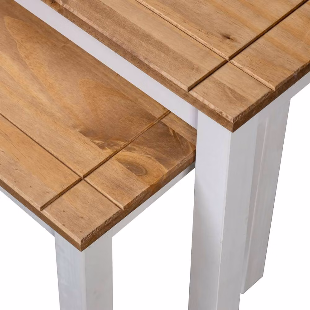 Berkfield Home Panama Range Nesting Tables, Set of 2, White Solid Pine Wood – 2