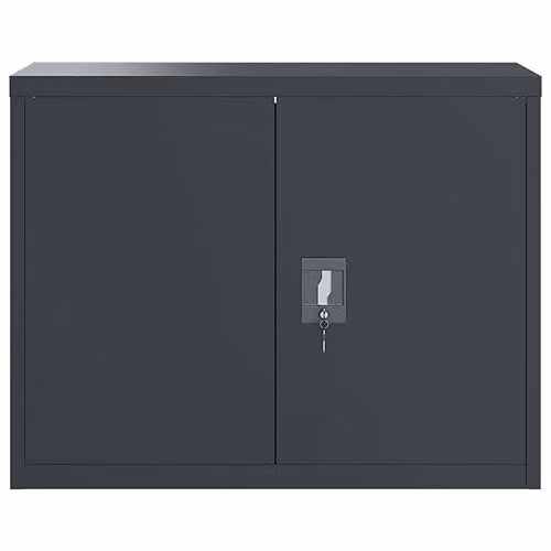 vidaXL Anthracite Metal File Cabinet with Lock and Adjustable Shelves, W/D/H: 90 x 40 x 110 cm – 4