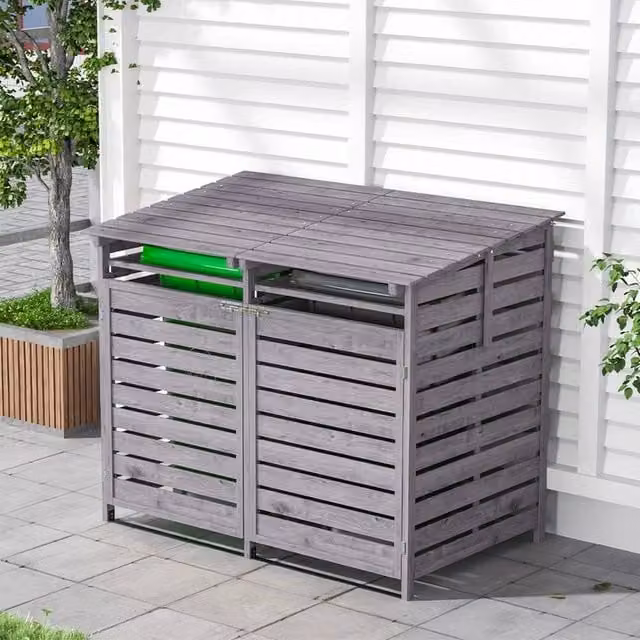 SPETLEK Grey Double Bin Store Shed W: 100 cm, D: 60 cm