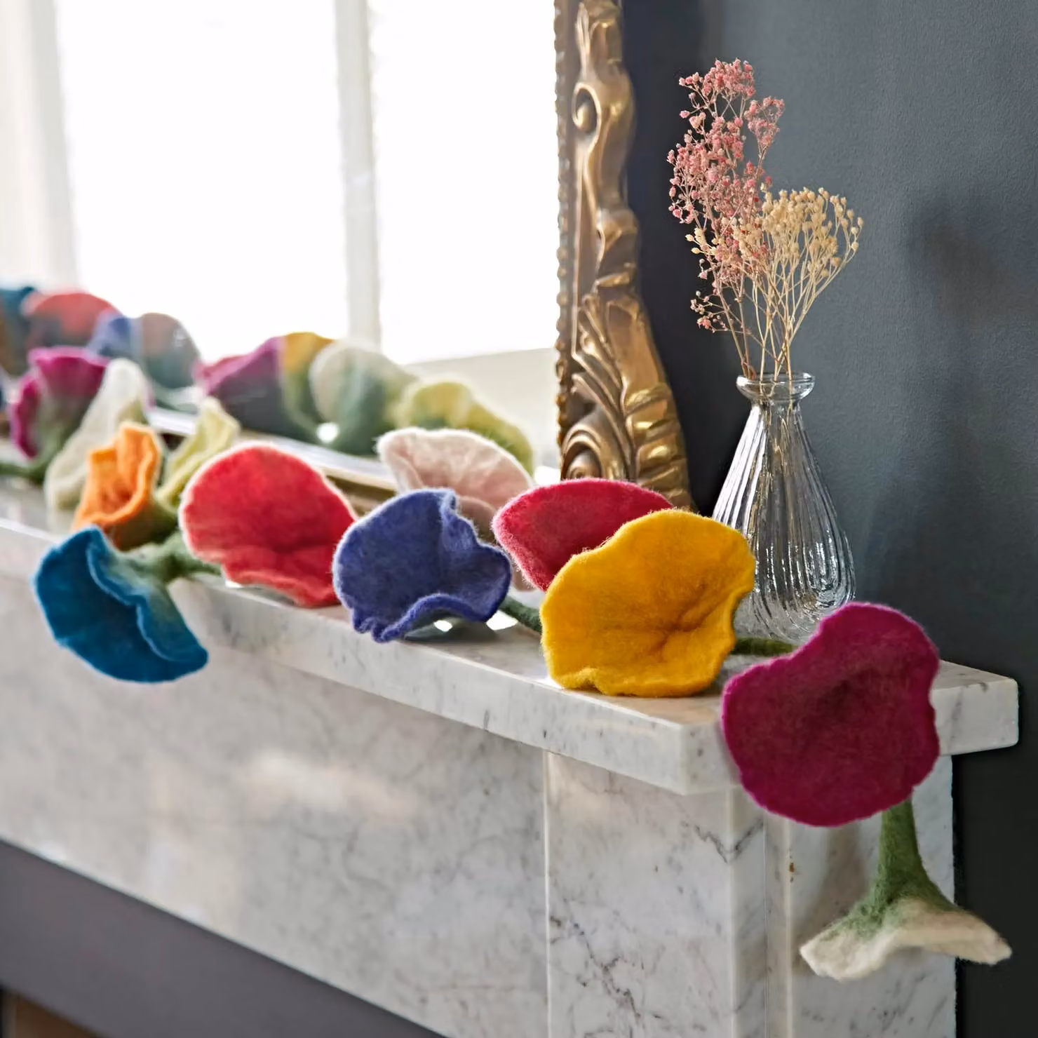 Paper High Handcrafted Felt Flower Garland, Multicoloured, Length: 160 cm – 2