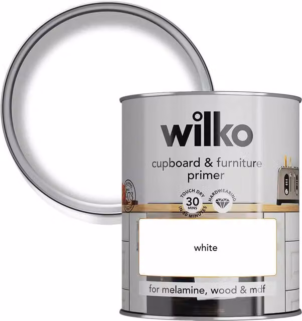wilko Quick Dry Cupboard Primer in White for Wood Bonding