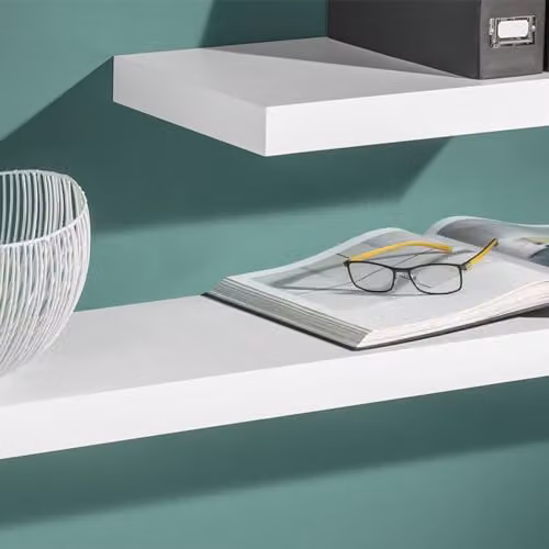 RBUK White Modern Floating Shelf Kit with Brackets and Fixings, 90cm – 3