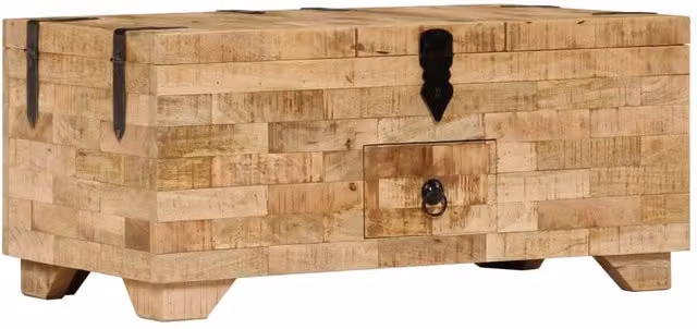 Berkfield Home Durable Solid Mango Wood Coffee Table in Brown, W/D/H: 80 x 40 x 35 cm